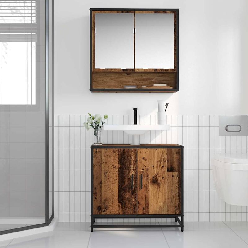 Casa si Gradina - Mobilier - Seturi de mobilier - Seturi baie - Set de mobilier pentru baie 2 pcs Lemn Vechi Lemn compozit - Infinity.ro