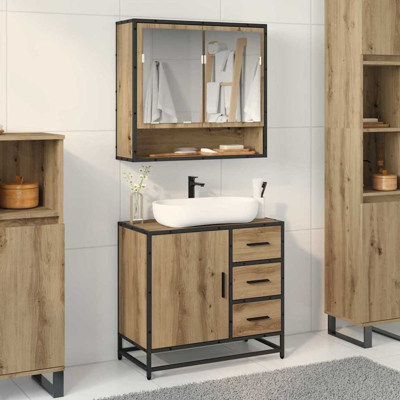 Casa si Gradina - Mobilier - Seturi de mobilier - Seturi baie - Set de mobilier pentru baie cu sertar 2 pcs Stejar Artizanal - Infinity.ro