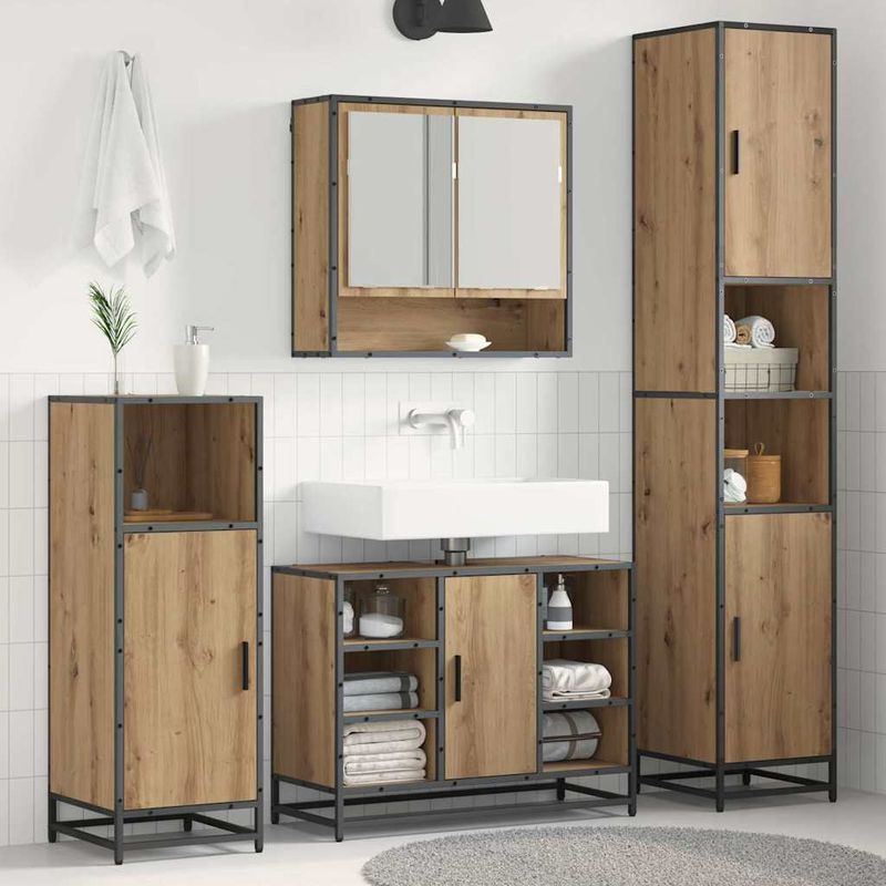Casa si Gradina - Mobilier - Seturi de mobilier - Seturi baie - Set de mobilier pentru baie cu raft 3 pcs Stejar Artizanal - Infinity.ro