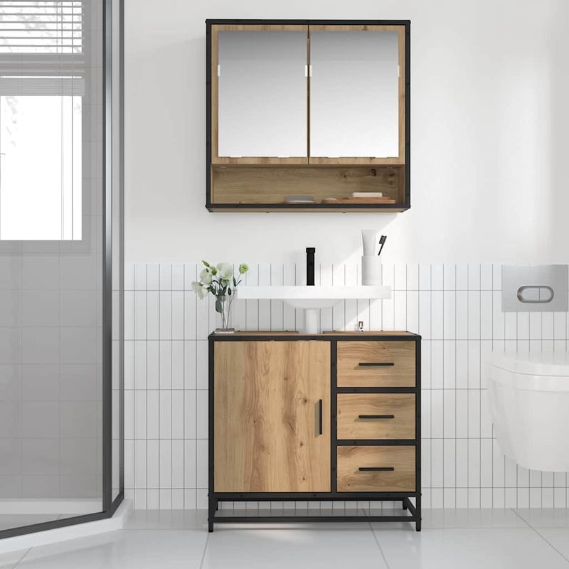 Casa si Gradina - Mobilier - Seturi de mobilier - Seturi baie - Set de mobilier pentru baie cu sertar 2 pcs Stejar Artizanal - Infinity.ro