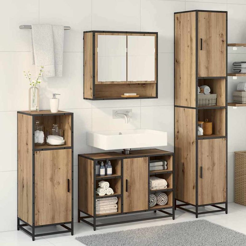 Casa si Gradina - Mobilier - Seturi de mobilier - Seturi baie - Set de mobilier pentru baie cu raft 3 pcs Stejar Artizanal - Infinity.ro