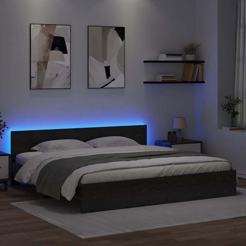 Casa si Gradina - Mobilier - Paturi si accesorii - Paturi - Cadru de pat Stejar Negru 180 x 200 cm Lemn compozit - Infinity.ro