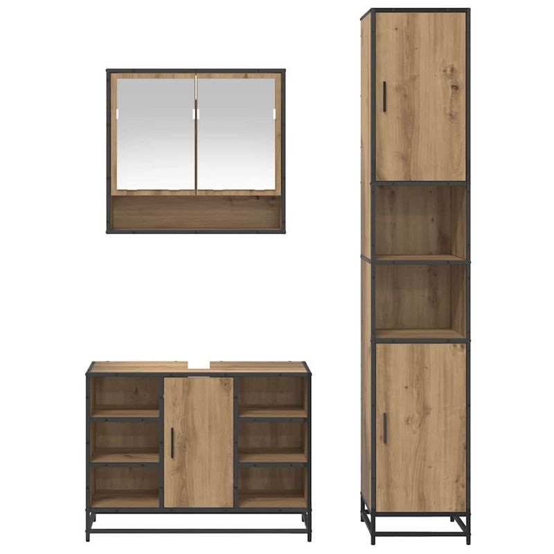 Casa si Gradina - Mobilier - Seturi de mobilier - Seturi baie - Set de mobilier pentru baie cu raft 3 pcs Stejar Artizanal - Infinity.ro