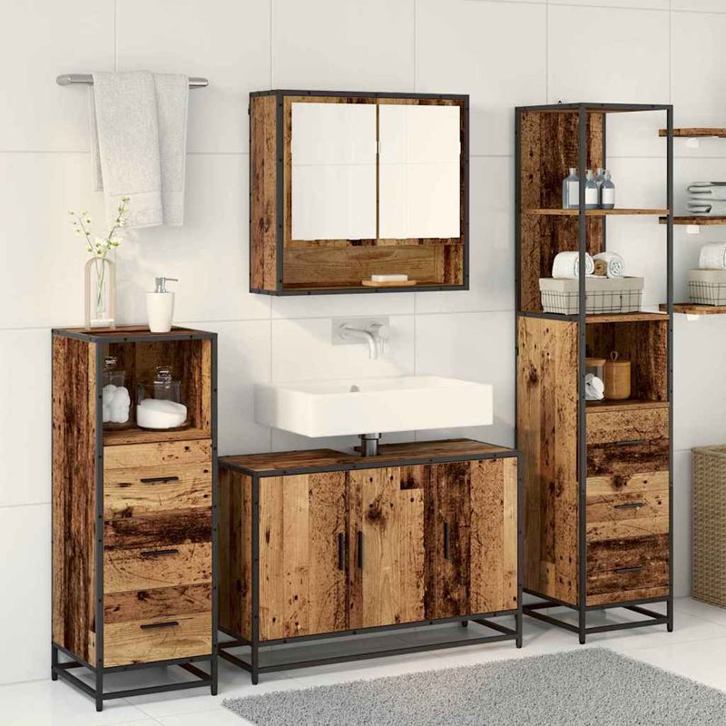 Casa si Gradina - Mobilier - Seturi de mobilier - Seturi baie - Set de mobilier pentru baie 3 pcs Lemn Vechi Lemn compozit - Infinity.ro