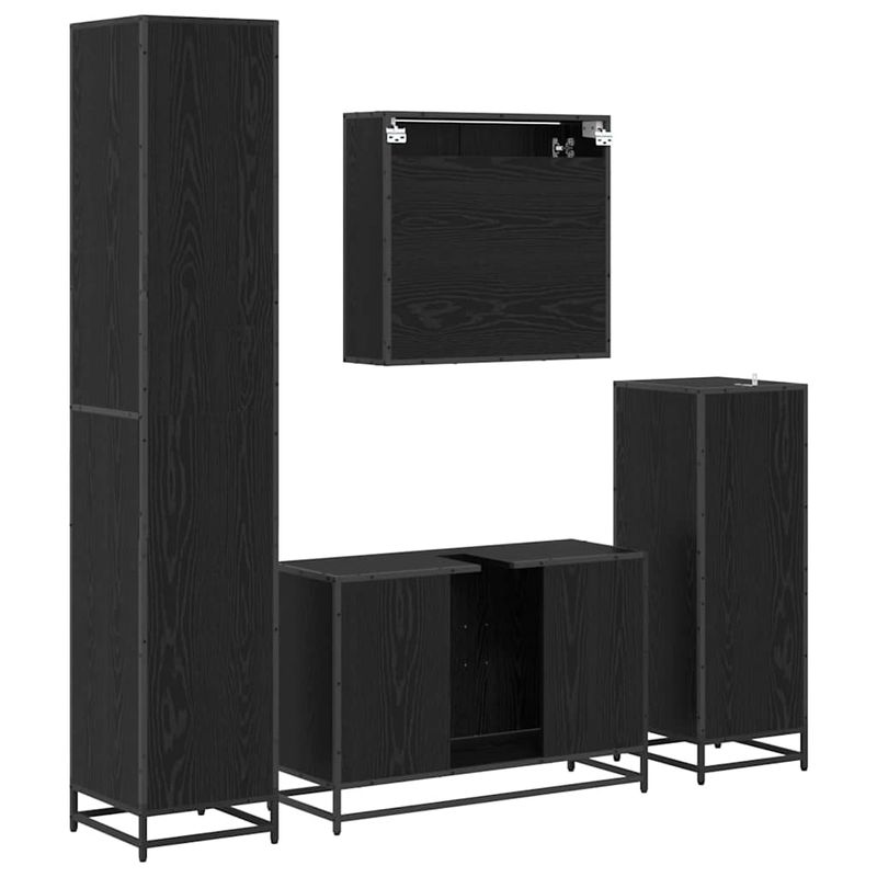 Casa si Gradina - Mobilier - Seturi de mobilier - Seturi baie - Set de mobilier pentru baie 4 pcs Stejar Negru Lemn compozit - Infinity.ro