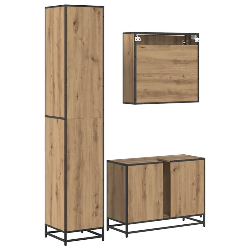 Casa si Gradina - Mobilier - Seturi de mobilier - Seturi baie - Set de mobilier pentru baie cu raft 3 pcs Stejar Artizanal - Infinity.ro