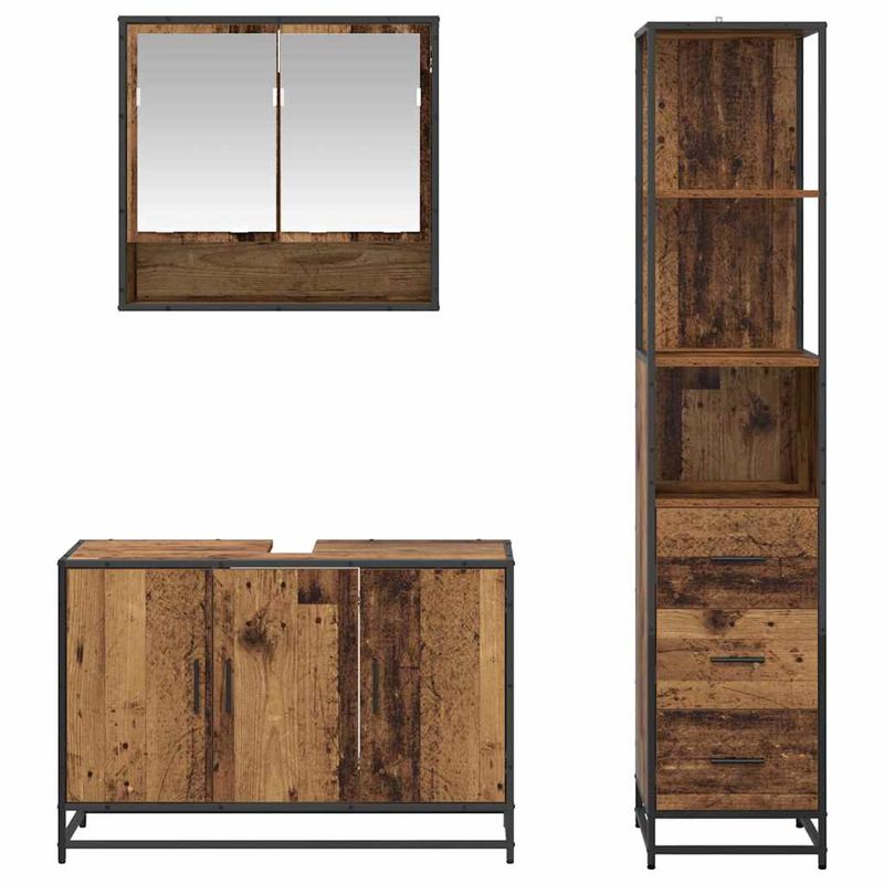 Casa si Gradina - Mobilier - Seturi de mobilier - Seturi baie - Set de mobilier pentru baie 3 pcs Lemn Vechi Lemn compozit - Infinity.ro