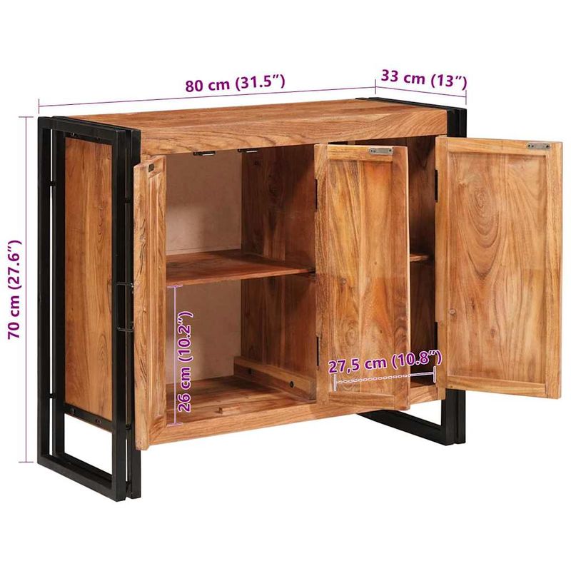 Casa si Gradina - Mobilier - Comode si corpuri - Comode - Mese cu usi Maro 80 x 33 x 70 cm Lemn masiv de acacia si metal - Infinity.ro