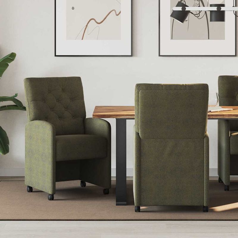 Casa si Gradina - Mobilier - Scaune si fotolii - Scaune - Scaune de dining cu roti 2 pcs Verde militar 58 x 67 x 97 cm - Infinity.ro