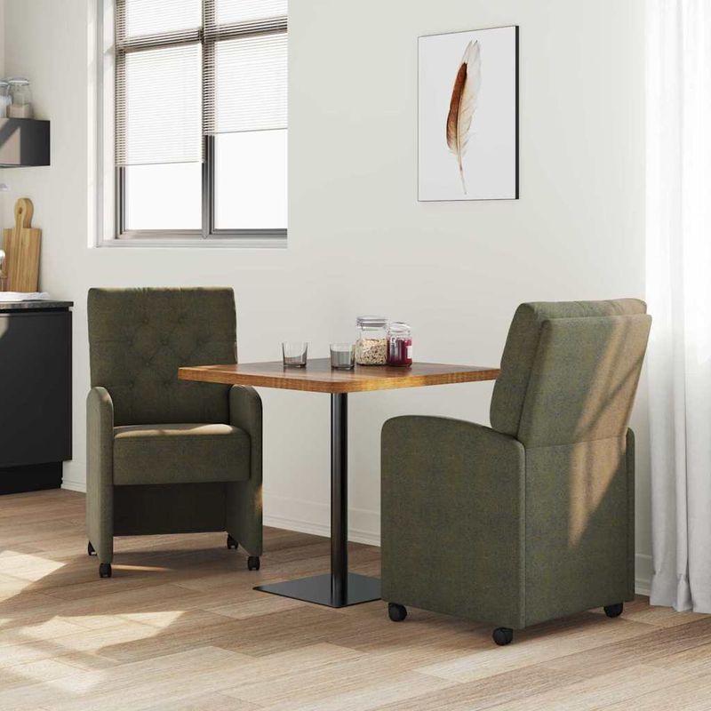 Casa si Gradina - Mobilier - Scaune si fotolii - Scaune - Scaune de dining cu roti 2 pcs Verde militar 58 x 67 x 97 cm - Infinity.ro