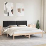 Casa si Gradina - Mobilier - Paturi si accesorii - Paturi - Cadru de pat cu tablie tapitata cu headboard Negru 180 x 200 cm - Infinity.ro