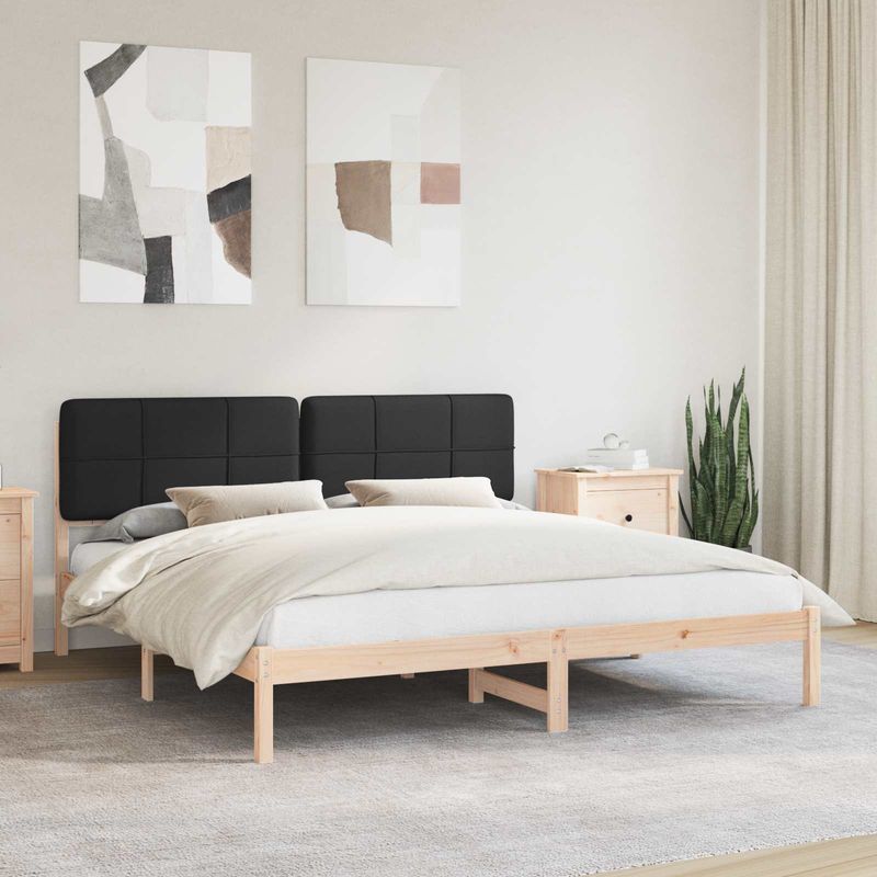 Casa si Gradina - Mobilier - Paturi si accesorii - Paturi - Cadru de pat cu tablie tapitata cu headboard Negru 180 x 200 cm - Infinity.ro