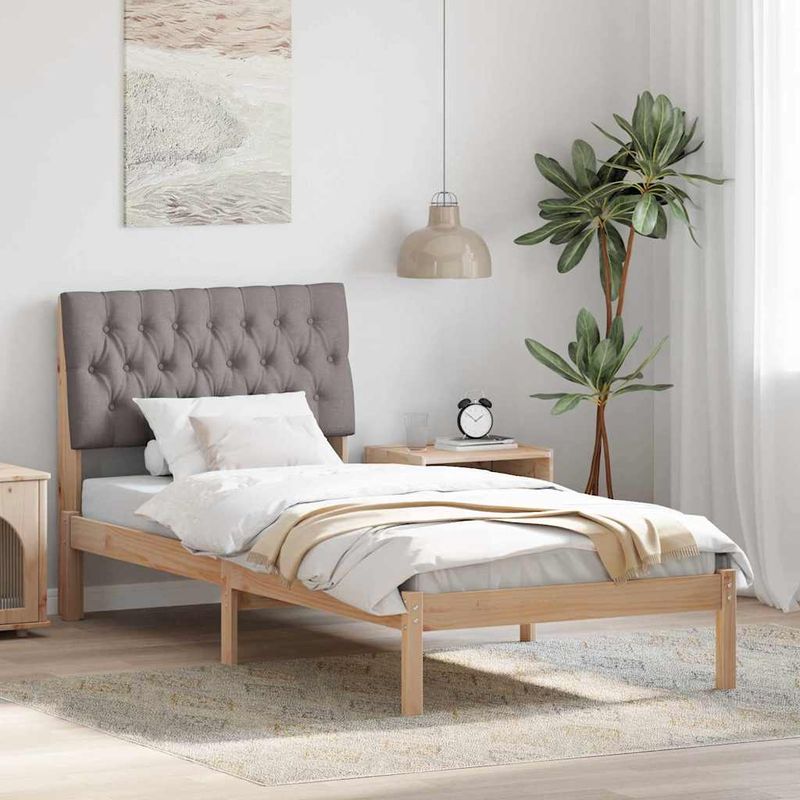 Casa si Gradina - Mobilier - Paturi si accesorii - Paturi - Cadru de pat cu tablie tapitata cu headboard Maro 90 x 190 cm - Infinity.ro