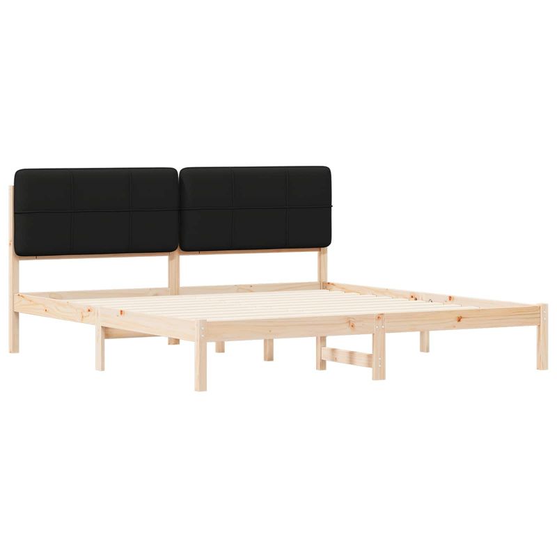 Casa si Gradina - Mobilier - Paturi si accesorii - Paturi - Cadru de pat cu tablie tapitata cu headboard Negru 180 x 200 cm - Infinity.ro