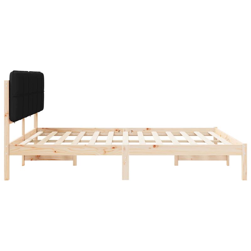 Casa si Gradina - Mobilier - Paturi si accesorii - Paturi - Cadru de pat cu tablie tapitata cu headboard Negru 180 x 200 cm - Infinity.ro