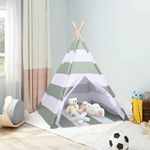 Jucarii, Copii si Bebe - Jucarii si jocuri - Jucarii de exterior - Spatii de joaca si accesorii - Cort pentru copii Dungi Gri si alb 120 x 120 x 150 cm - Infinity.ro
