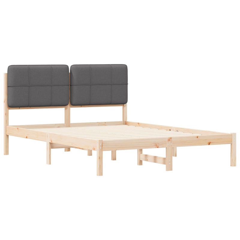 Casa si Gradina - Mobilier - Paturi si accesorii - Paturi - Cadru de pat cu tablie tapitata Gri inchis 135 x 190 cm - Infinity.ro