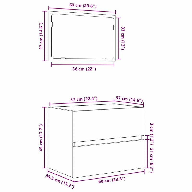 Casa si Gradina - Mobilier - Mobilier baie - Corpuri baie - Set de mobilier pentru baie Stejar Sonoma Lemn compozit - Infinity.ro