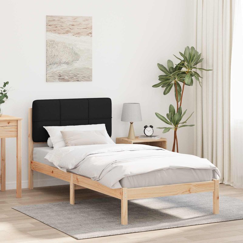 Casa si Gradina - Mobilier - Paturi si accesorii - Paturi - Cadru de pat cu tablie tapitata cu headboard Negru 75 x 190 cm - Infinity.ro