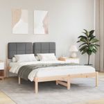 Casa si Gradina - Mobilier - Paturi si accesorii - Paturi - Cadru de pat cu tablie tapitata Gri inchis 140 x 200 cm - Infinity.ro