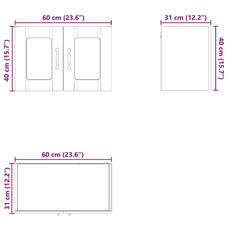 Casa si Gradina - Mobilier - Comode si corpuri - Corpuri bucatarie - Dulap suspendat de bucatarie cu raft Lemn Vechi 60 x 31 x 40 cm - Infinity.ro