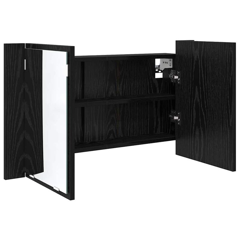 Casa si Gradina - Mobilier - Mobilier baie - Corpuri baie - Dulap cu oglinda pentru baie Stejar Negru 80 x 12 x 45 cm - Infinity.ro