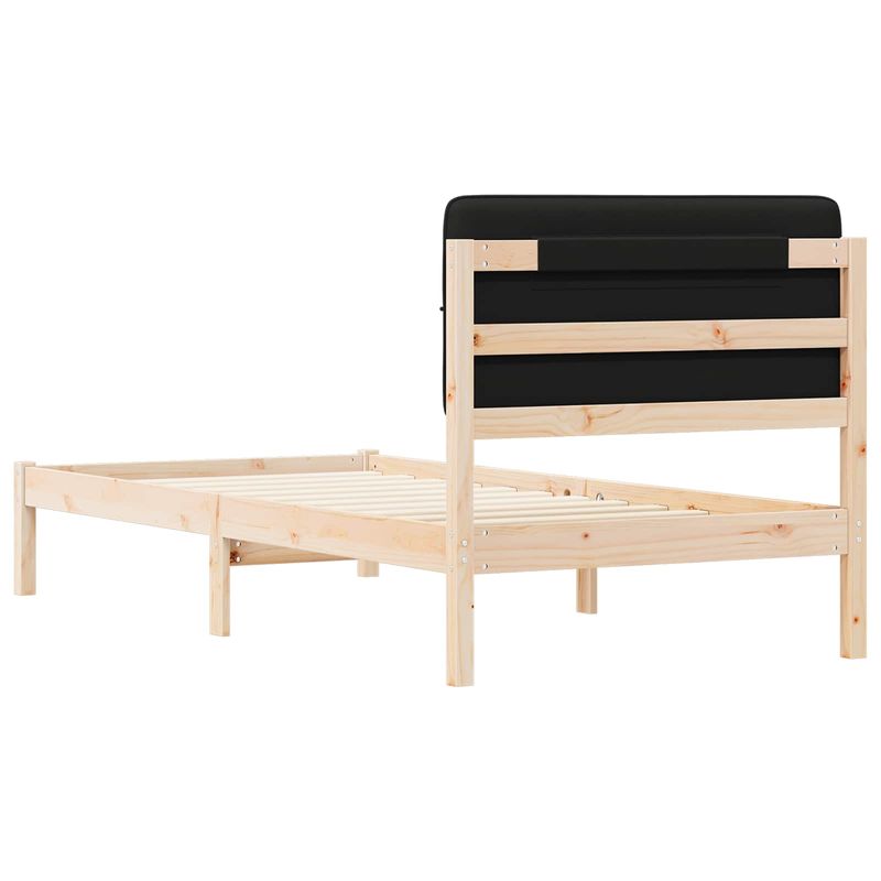 Casa si Gradina - Mobilier - Paturi si accesorii - Paturi - Cadru de pat cu tablie tapitata cu headboard Negru 75 x 190 cm - Infinity.ro