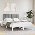 Casa si Gradina - Mobilier - Paturi si accesorii - Paturi - Cadru de pat cu tablie tapitata Gri deschis 135 x 190 cm - Infinity.ro