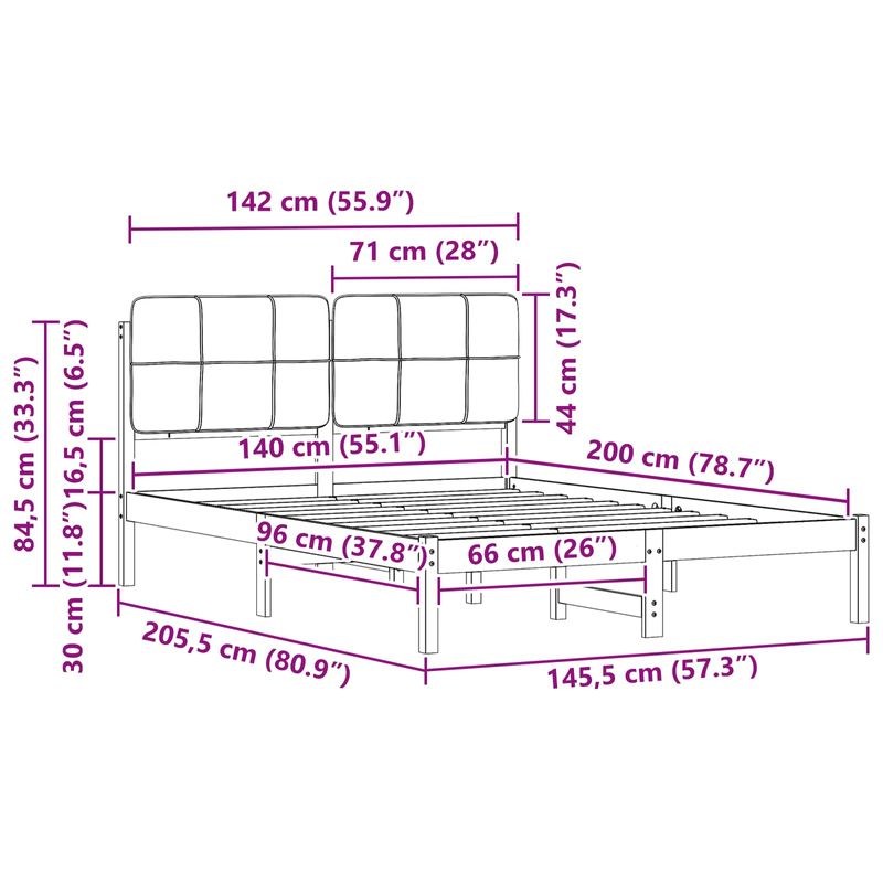 Casa si Gradina - Mobilier - Paturi si accesorii - Paturi - Cadru de pat cu tablie tapitata Gri inchis 140 x 200 cm - Infinity.ro