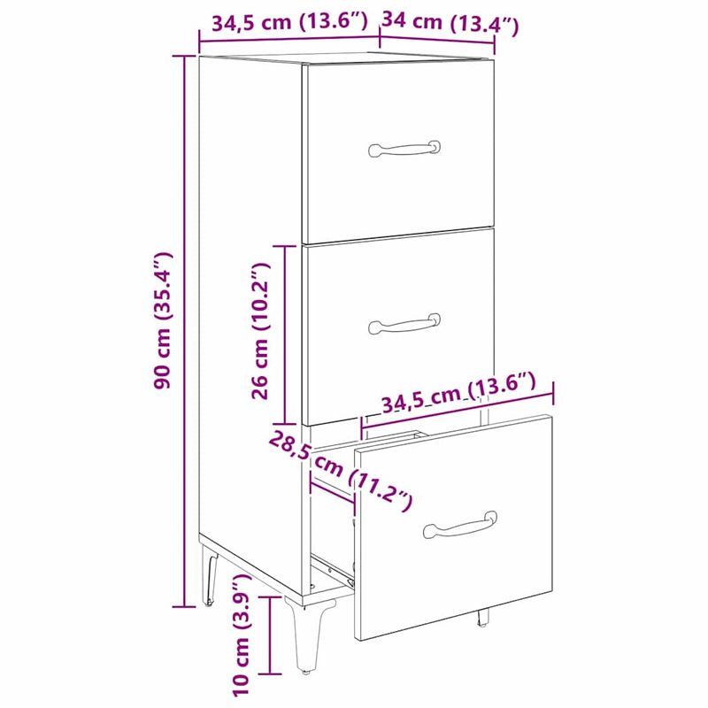 Casa si Gradina - Mobilier - Comode si corpuri - Comode - Bufet cu sertar Lemn Vechi 34,5 x 34 x 90 cm Lemn compozit - Infinity.ro