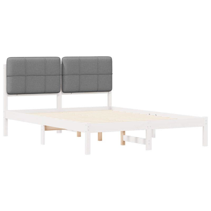 Casa si Gradina - Mobilier - Paturi si accesorii - Paturi - Cadru de pat cu tablie tapitata Gri deschis 135 x 190 cm - Infinity.ro