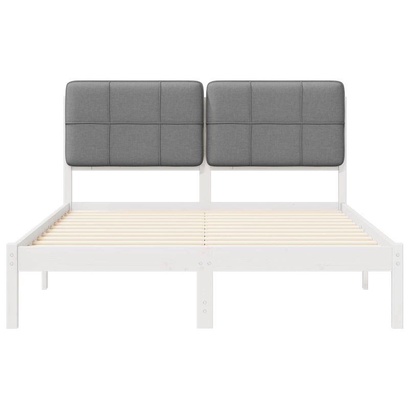 Casa si Gradina - Mobilier - Paturi si accesorii - Paturi - Cadru de pat cu tablie tapitata Gri deschis 135 x 190 cm - Infinity.ro