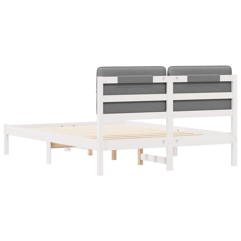 Casa si Gradina - Mobilier - Paturi si accesorii - Paturi - Cadru de pat cu tablie tapitata Gri deschis 135 x 190 cm - Infinity.ro