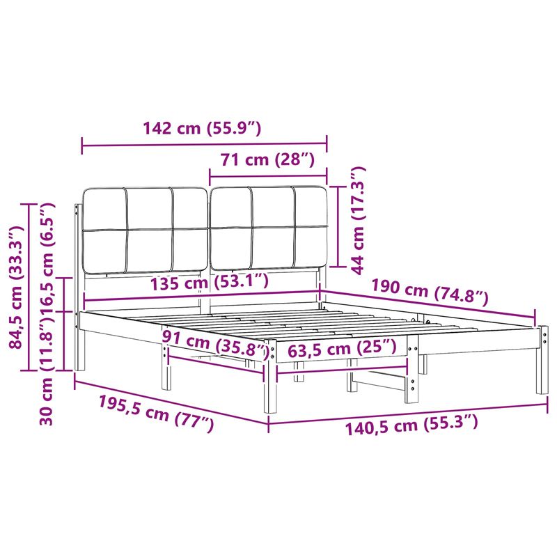 Casa si Gradina - Mobilier - Paturi si accesorii - Paturi - Cadru de pat cu tablie tapitata Gri deschis 135 x 190 cm - Infinity.ro