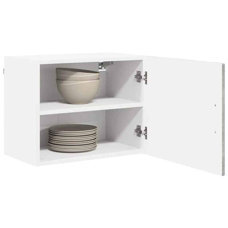 Casa si Gradina - Mobilier - Comode si corpuri - Corpuri bucatarie - Dulap suspendat de bucatarie cu raft cu usa 2 pcs Gri din beton - Infinity.ro