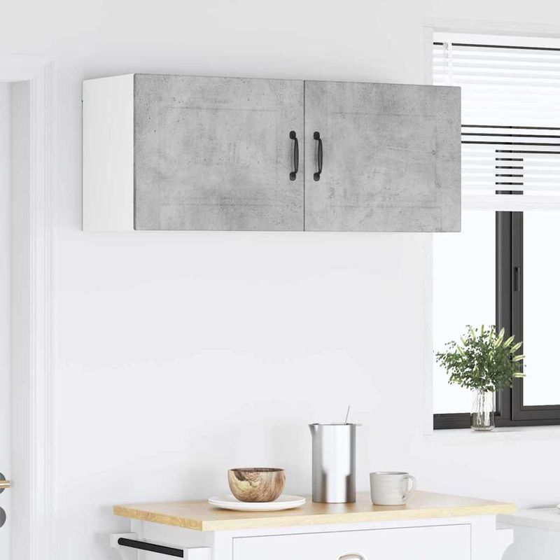 Casa si Gradina - Mobilier - Comode si corpuri - Corpuri bucatarie - Dulap suspendat de bucatarie cu raft cu usa 2 pcs Gri din beton - Infinity.ro