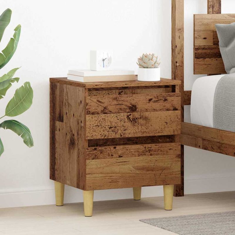 Casa si Gradina - Mobilier - Comode si corpuri - Noptiere - Dulap de pat cu sertar Lemn Vechi 40 x 35 x 50 cm Lemn compozit - Infinity.ro