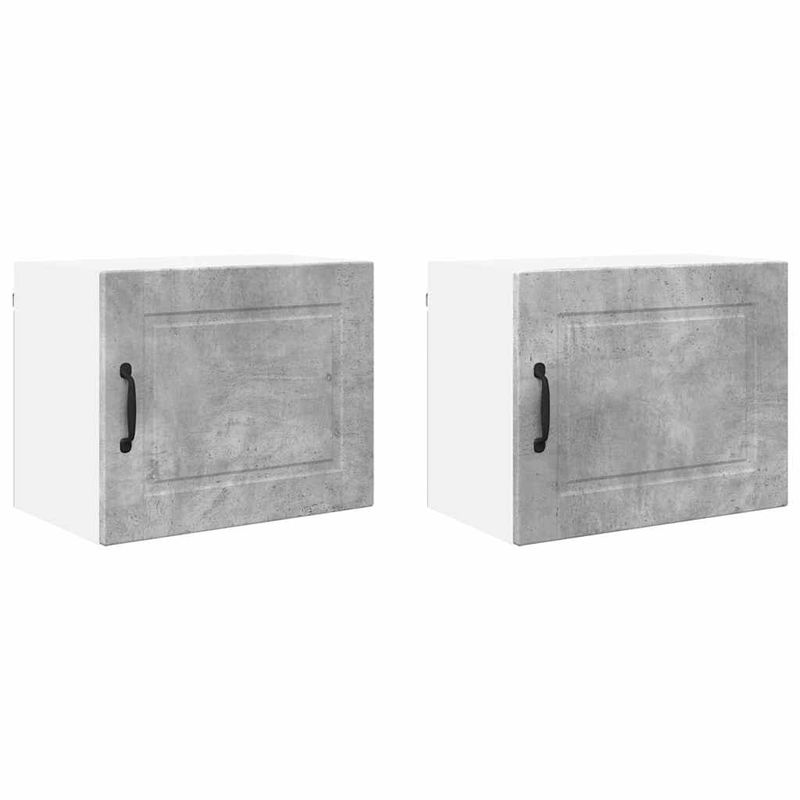 Casa si Gradina - Mobilier - Comode si corpuri - Corpuri bucatarie - Dulap suspendat de bucatarie cu raft cu usa 2 pcs Gri din beton - Infinity.ro