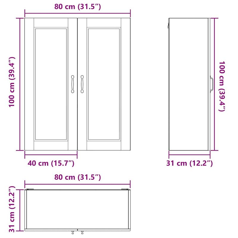 Casa si Gradina - Mobilier - Comode si corpuri - Corpuri bucatarie - Dulap suspendat de bucatarie Alb 80 x 31 x 100 cm Lemn compozit - Infinity.ro
