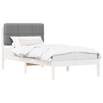 Casa si Gradina - Mobilier - Paturi si accesorii - Paturi - Cadru de pat cu tablie tapitata Gri deschis 100 x 200 cm - Infinity.ro