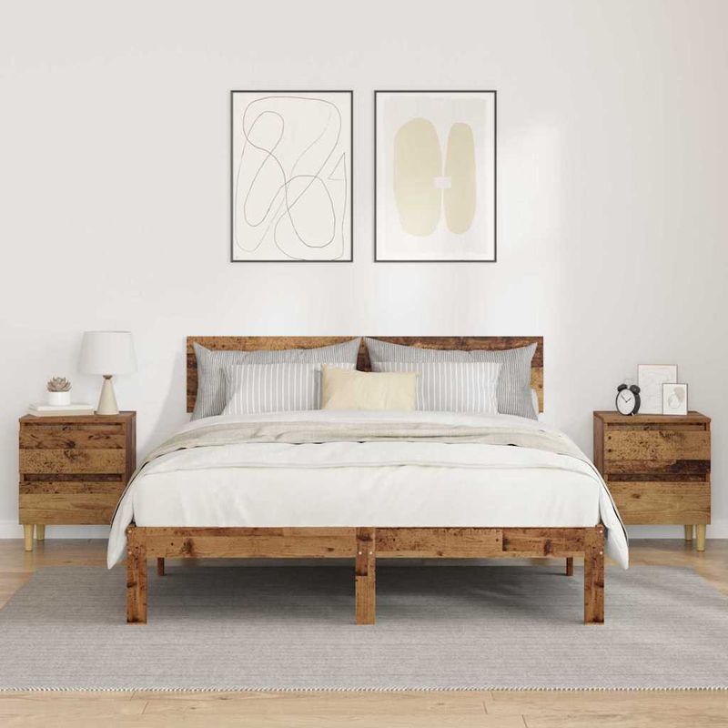 Casa si Gradina - Mobilier - Comode si corpuri - Noptiere - Dulap de pat cu sertar Lemn Vechi 40 x 35 x 50 cm Lemn compozit - Infinity.ro