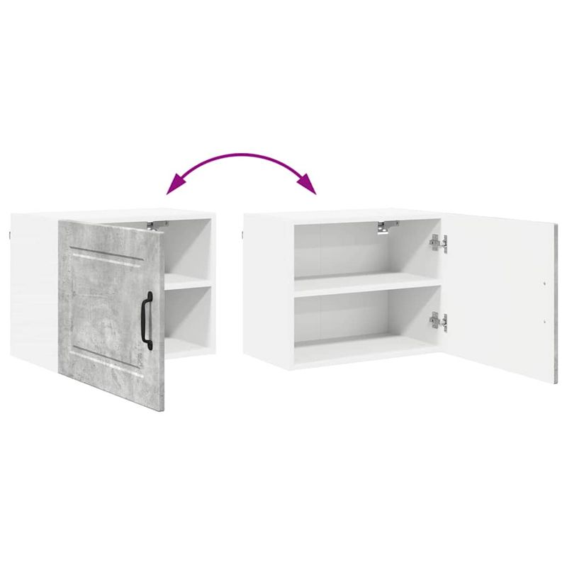 Casa si Gradina - Mobilier - Comode si corpuri - Corpuri bucatarie - Dulap suspendat de bucatarie cu raft cu usa 2 pcs Gri din beton - Infinity.ro