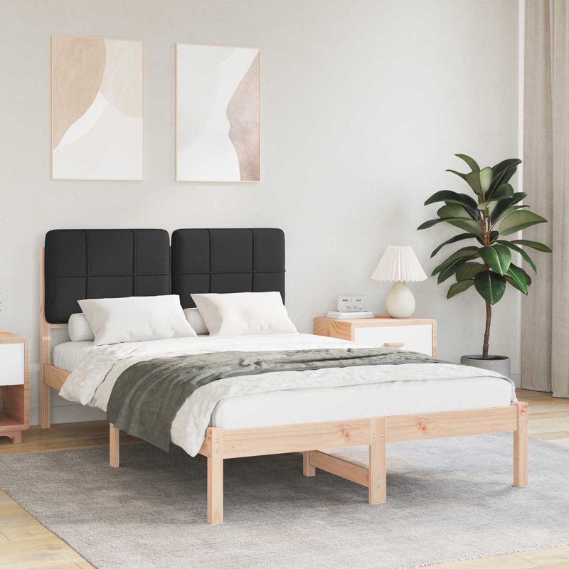 Casa si Gradina - Mobilier - Paturi si accesorii - Paturi - Cadru de pat cu tablie tapitata cu headboard Negru 120 x 190 cm - Infinity.ro