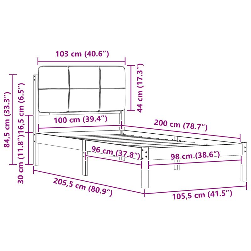 Casa si Gradina - Mobilier - Paturi si accesorii - Paturi - Cadru de pat cu tablie tapitata Gri deschis 100 x 200 cm - Infinity.ro