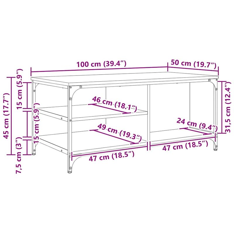Casa si Gradina - Mobilier - Mese si birouri - Masute de cafea - Masa de cafea Stejar Artizanal 100 x 50 x 45 cm Lemn compozit - Infinity.ro