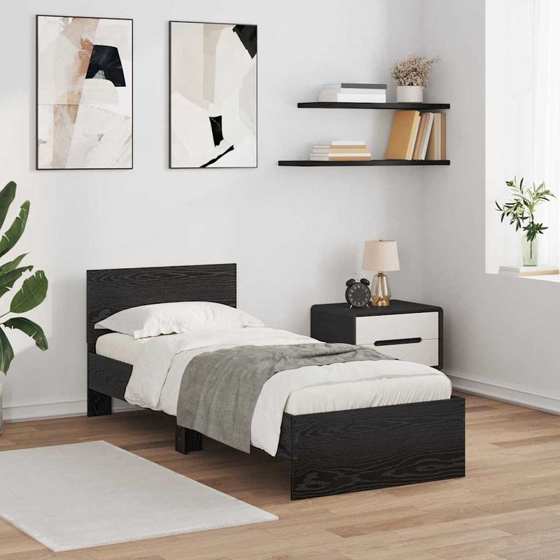 Casa si Gradina - Mobilier - Paturi si accesorii - Paturi - Cadru de pat Stejar Negru 75 x 190 cm Lemn compozit - Infinity.ro