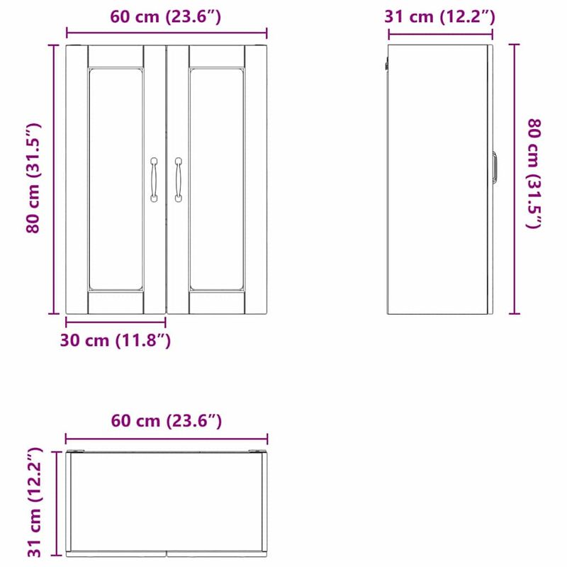 Casa si Gradina - Mobilier - Comode si corpuri - Corpuri bucatarie - Dulap suspendat de bucatarie Alb 60 x 31 x 80 cm Lemn compozit - Infinity.ro
