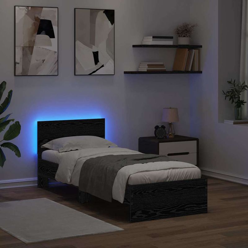 Casa si Gradina - Mobilier - Paturi si accesorii - Paturi - Cadru de pat Stejar Negru 75 x 190 cm Lemn compozit - Infinity.ro