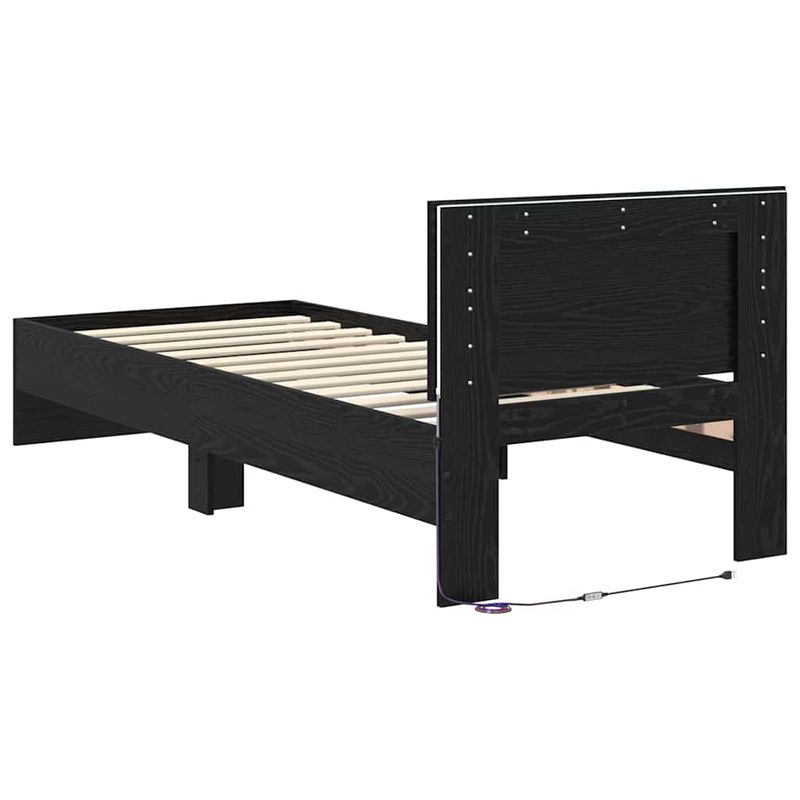 Casa si Gradina - Mobilier - Paturi si accesorii - Paturi - Cadru de pat Stejar Negru 75 x 190 cm Lemn compozit - Infinity.ro