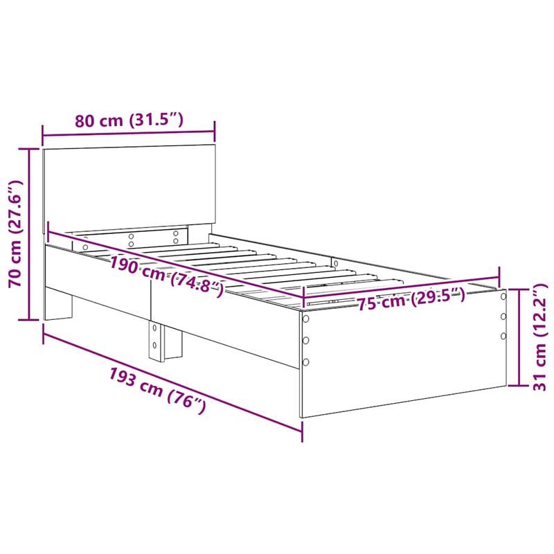 Casa si Gradina - Mobilier - Paturi si accesorii - Paturi - Cadru de pat Stejar Negru 75 x 190 cm Lemn compozit - Infinity.ro